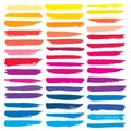 Set of brush stroke, Colorful ink grunge brush strokes. Royalty Free Stock Photo