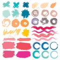 Set of brush stroke, Colorful ink grunge brush strokes. Royalty Free Stock Photo