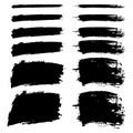 Collection of Hand Drawn Grunge Ink Brush Strokes and Paint Texture Vector Banners Set for Creative Design Royalty Free Stock Photo