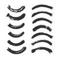 Set of brush strokes. Black acrylic vector stains isolated on white. Hand drawn textured design elements.