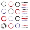 Set of brush strokes and circles Royalty Free Stock Photo