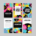 Set of brush strokes colorful trendy card. Hand drawn creative flayers, abstract design poster, cover, design. Vector Royalty Free Stock Photo