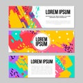 Set of brush strokes colorful trendy card, horizontal banner. Hand drawn creative flayers, abstract design poster, cover, design. Royalty Free Stock Photo