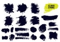 Set of brush strokes text boxes. Paintbrush grunge design elements. Dirty artistic design elements, boxes, frames. Ink splatters. Royalty Free Stock Photo