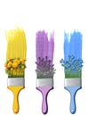 set of brushes with flowers instead of paint