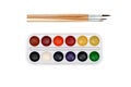 Set of brushes and paints for painting isolated on white background Royalty Free Stock Photo