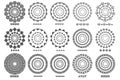 Set of 15 brushs patterns in a circle line black shape design vector graphic