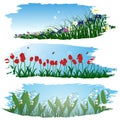 Set of brushstroke flower frames Royalty Free Stock Photo