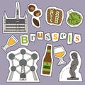 Set of Brussels landmarks and icons