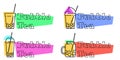 Set of bubble tea badges Vector line labels