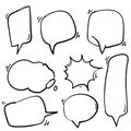 Set of bubbles speech collection in doodle hand drawn style Royalty Free Stock Photo