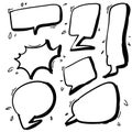 Set of bubbles speech collection in doodle hand drawn style Royalty Free Stock Photo