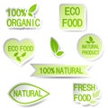 Set of bubbles, stickers, labels, tags with text. Organic food b Royalty Free Stock Photo