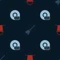 Set Bucket, Handle broom and Washing dishes on seamless pattern. Vector