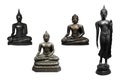 Set of buddha statue of buddhism religion isolated on white background - clipping paths Royalty Free Stock Photo