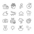 Set of budget for party tonight icons. Celebration concept outline isolated Royalty Free Stock Photo