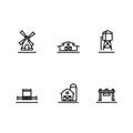 Set of Building farm simple line icon vector design