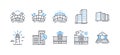 Set of Buildings icons, such as Loan house, Arena stadium, Arena. Vector Royalty Free Stock Photo