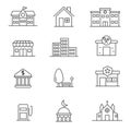 Set of buildings illustration with simple line design