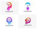 Set of Bulb Creative with head people logo concepts, abstract colorful icons, elements and symbols, template - Vector Royalty Free Stock Photo