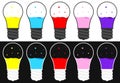 Set bulb icons design template, collection lava lamp E27, vector illustration