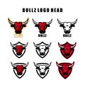 Set of Bull head mascot. Buffalo logo vector Royalty Free Stock Photo