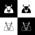 Set Bull icon isolated on black and white background. Spanish fighting bull. Vector Royalty Free Stock Photo