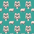 Set of bulldog stickers, retro illustration. Generative AI