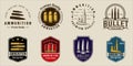set of bullet or ammo emblem logo vector illustration template icon graphic design. bundle collection of various ammunition for