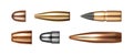 Copper bullets set, ammo types, cartridges icons