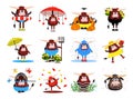 Set Of Bulls Characters. 12 Bulls, Oxen And Cows. Funny Cute Animals. Clipart Free On A White Background. Vector Illustration Of