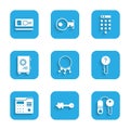 Set Bunch of keys, Old, House with, Undefined, intercom system, Safe, Password protection and Key card icon. Vector