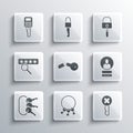Set Bunch of keys, Wrong, Create account screen, Broken, Password protection, Car with remote and Lock picks for lock