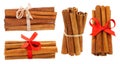 Set of Bunches of Cinnamon Sticks, isolated on transparent background Royalty Free Stock Photo