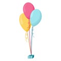 Set Bunches and Groups of Color Glossy Helium Balloons Isolated on Transparent Background. Party decorations for birthday