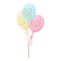 Set Bunches and Groups of Pink Yellow and Blue Glossy Helium Balloons Isolated