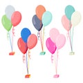 Set bunches and groups of multicolored helium Balloons for birthday anniversary celebration