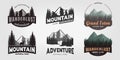 set bundle adventure mountain logo icon wanderlust vector design forest illustration