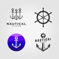 Set Bundle Anchor Logo Nautical Vector Illustration Design Vintage