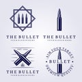 set and bundle of bullet icon symbol logo, isolated bullet brand icon circle badge vector illustration design