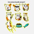 Set bundle cat expression pattern funny cat cartoon pet angry
