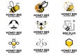 Set Bundle Honey Bee logo vector icon Royalty Free Stock Photo
