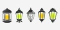set bundle lantern icon logo, collection of streetlight vector design, illustration of streetlamp