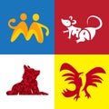 Set bundle minimalist animal dog, eagle, bird, rat, mouse logo Royalty Free Stock Photo