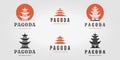 set bundle pagoda logo icon heritage of japan vector design illustration