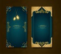 Set bundle of ramadan islamic banners with luxury geometry concept and space for text