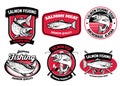 Set bundle of salmon fishing badge set