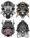 set bundle tiger panda head with four style viking ninja samurai roman Royalty Free Stock Photo