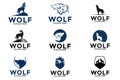 Set of Wolf logo vector template, Wolf logo icon collections Royalty Free Stock Photo