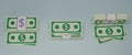 Set of Bundles cash on light blue background. US Dollar bills bundles stack icon. Minimal style money dollar cash icon. Economy, Royalty Free Stock Photo